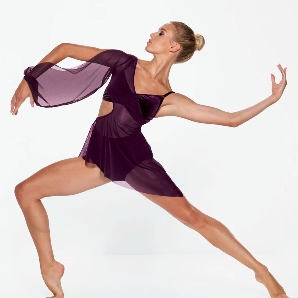 Kelle “State of Grace” 3 Piece Dance Costume, Merlot, Size Teen